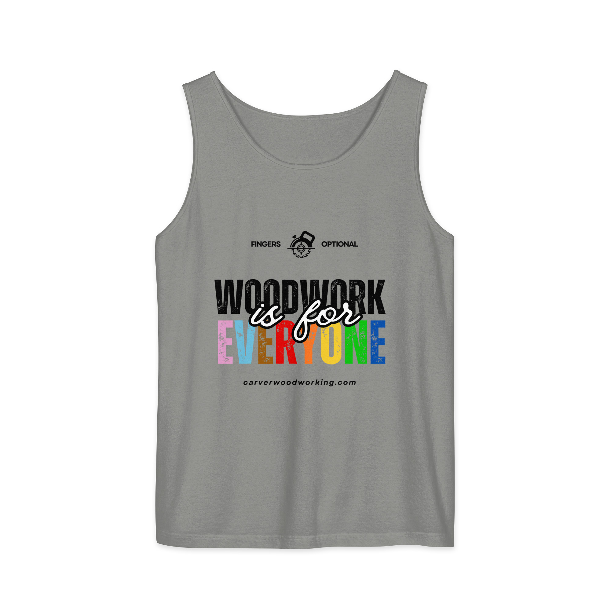 Woodworking Is for Everyone — Unisex Garment-Dyed Tank Top - Image 2